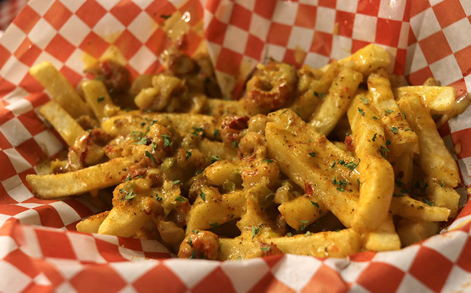 Seafood loaded fries at Reo's New Orleans Kitchen